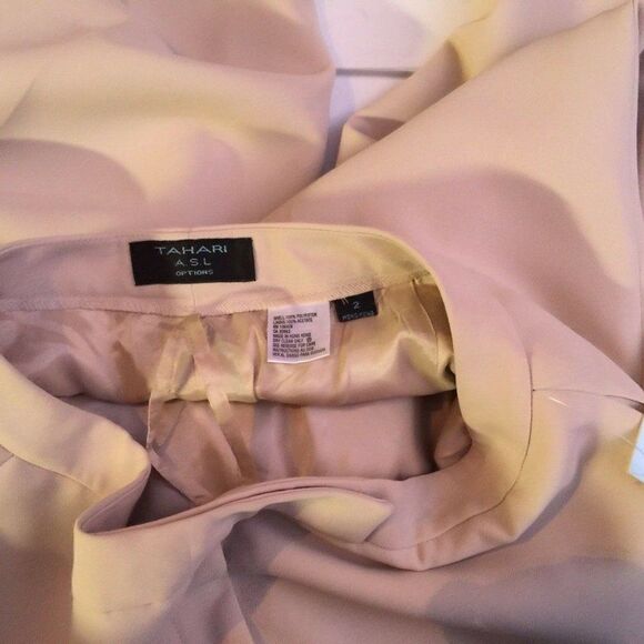 NWT TAHARI Womens Light Tan Creme Beige Lined Straight Leg Career Pants Sz 2 - Picture 4 of 8